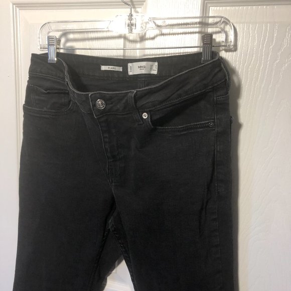 MNG flare raw hems dark wash women jeans, size 10 - Picture 7 of 8